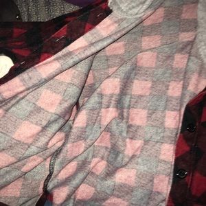 Red and black Flannel with permanent hoody